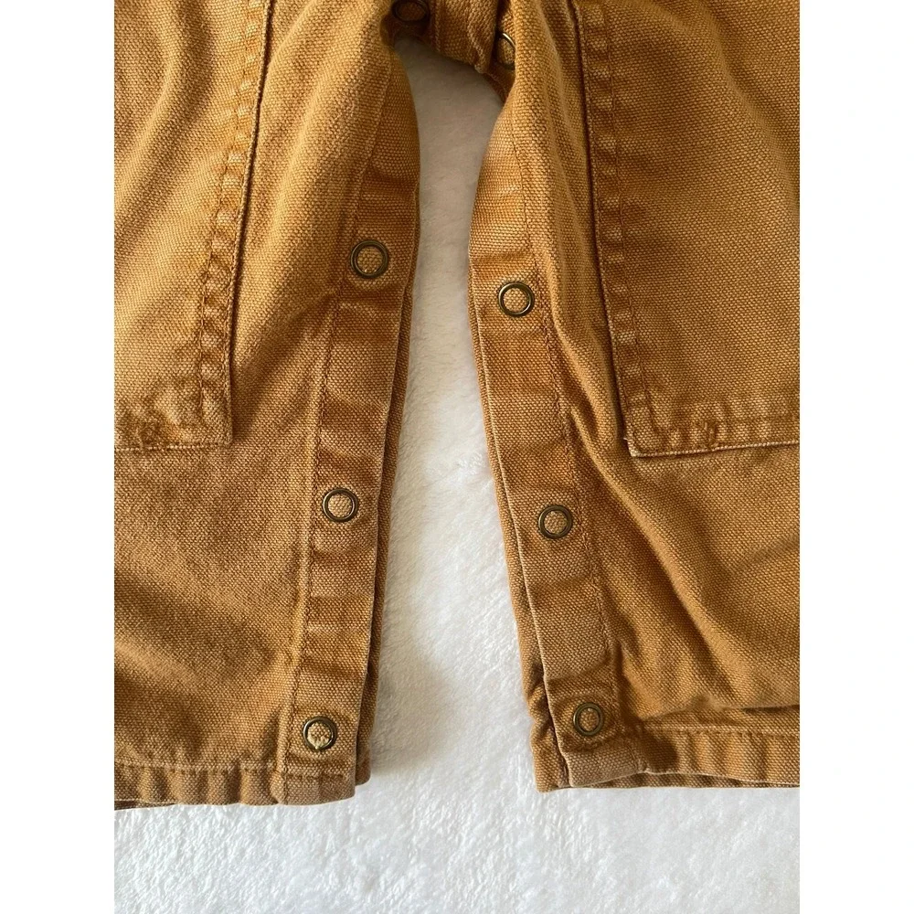 Carhartt Kids Brown Duck Canvas Bib Overalls CM8609 12M Leg Snaps Workwear